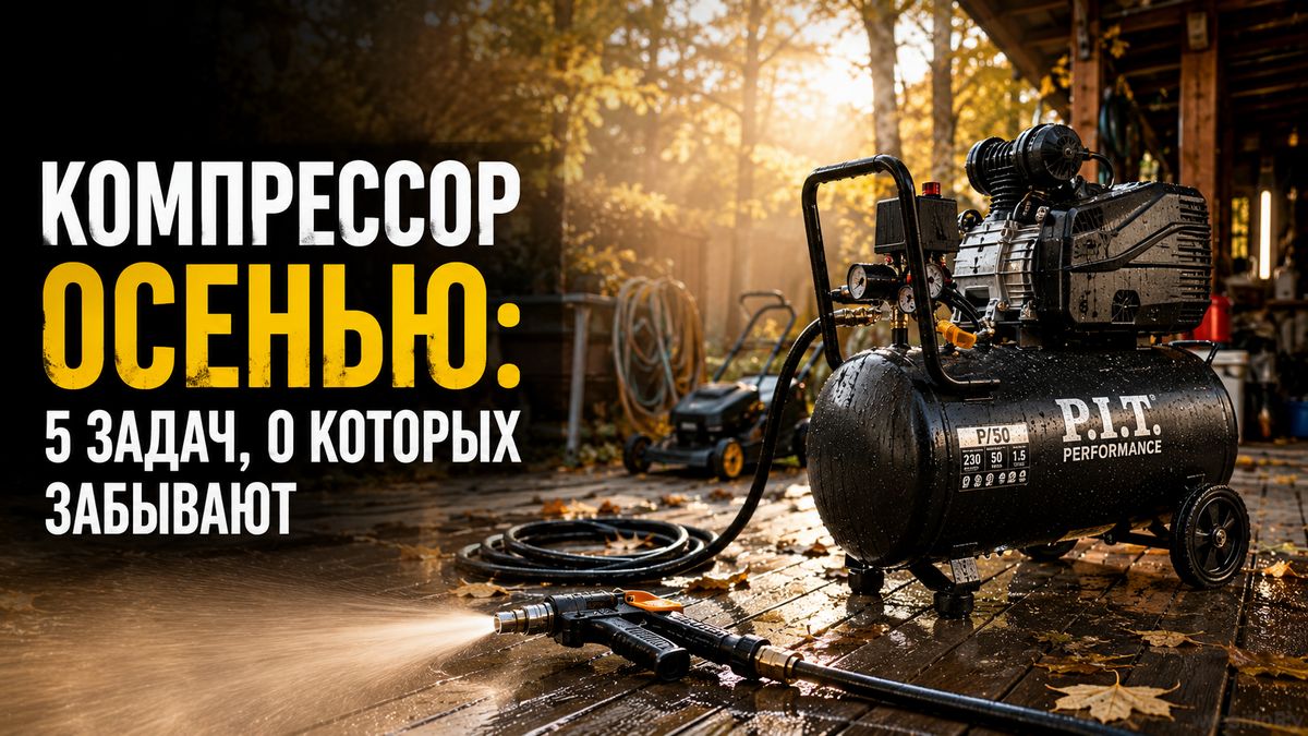Компрессор для продувки поливочной системы и работы с пневмоинструментом осенью